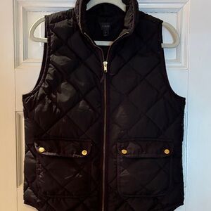 J. Crew Black Quilted Vest with Gold Buttons